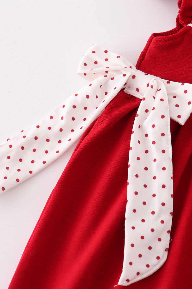 Red sooners embroidery girl dress - Image 4
