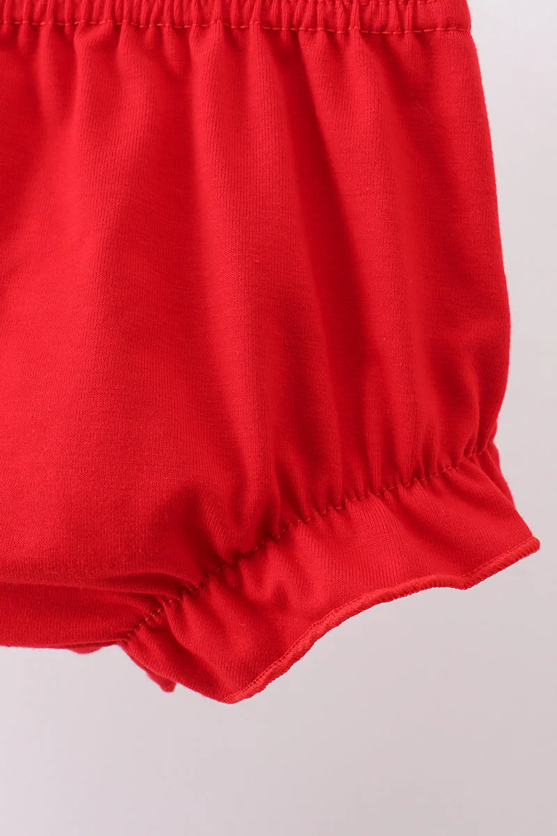 Red star applique ruffle bloomer set - Image 4