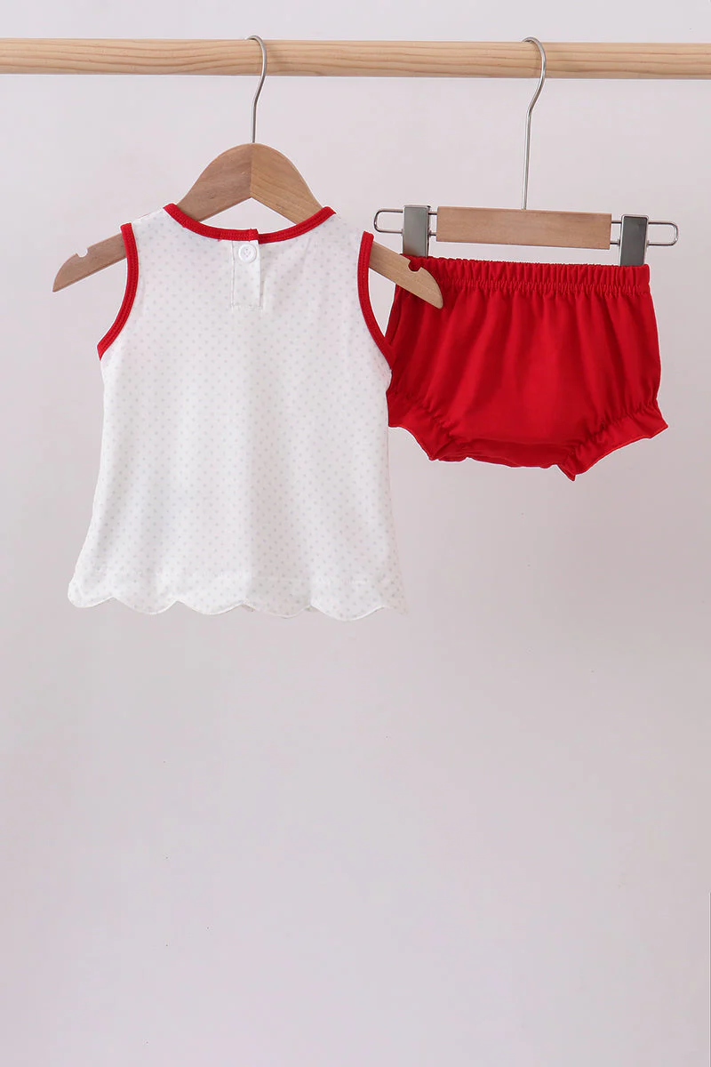 Red star applique ruffle bloomer set - Image 5