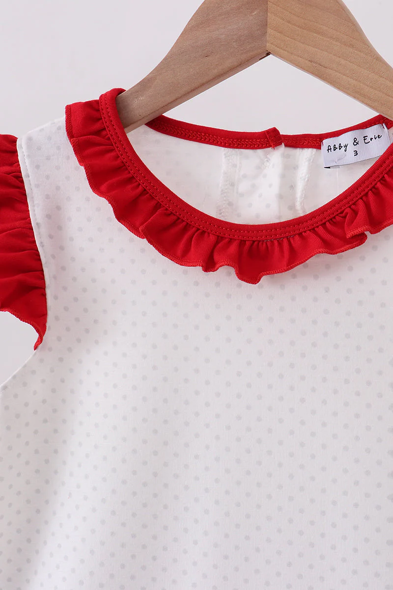 Red star applique ruffle dress - Image 2