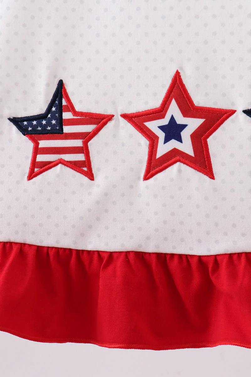 Red star applique ruffle dress - Image 3
