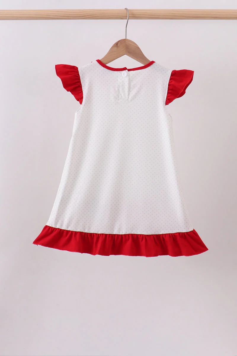 Red star applique ruffle dress - Image 4