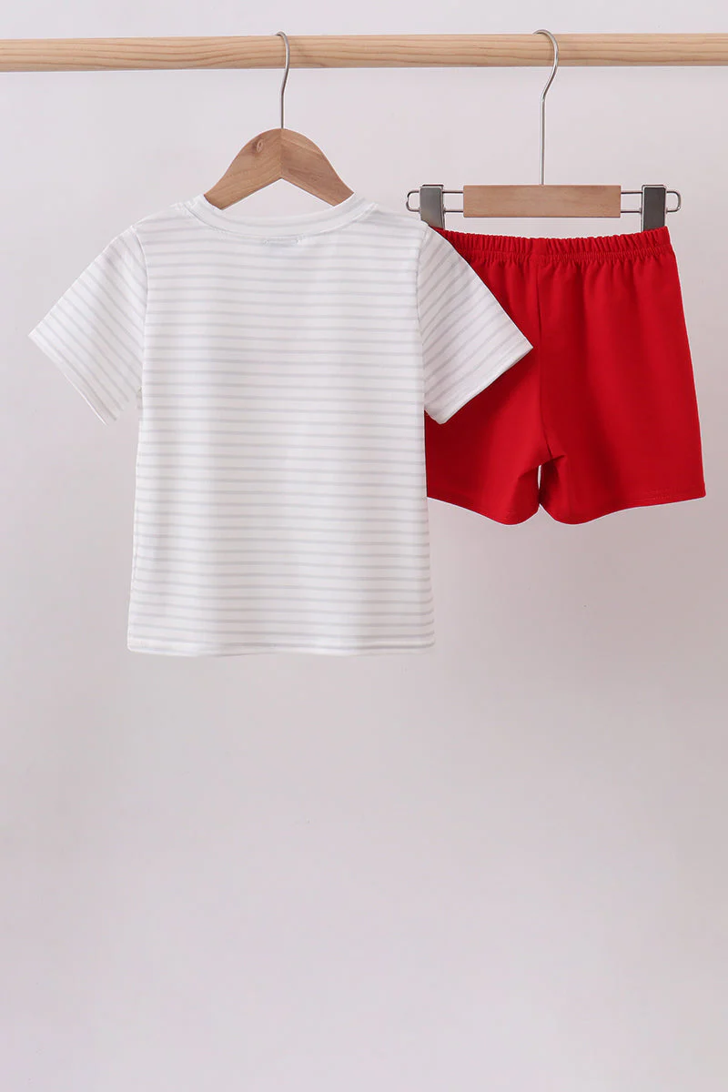 Red star applique shorts set - Image 5