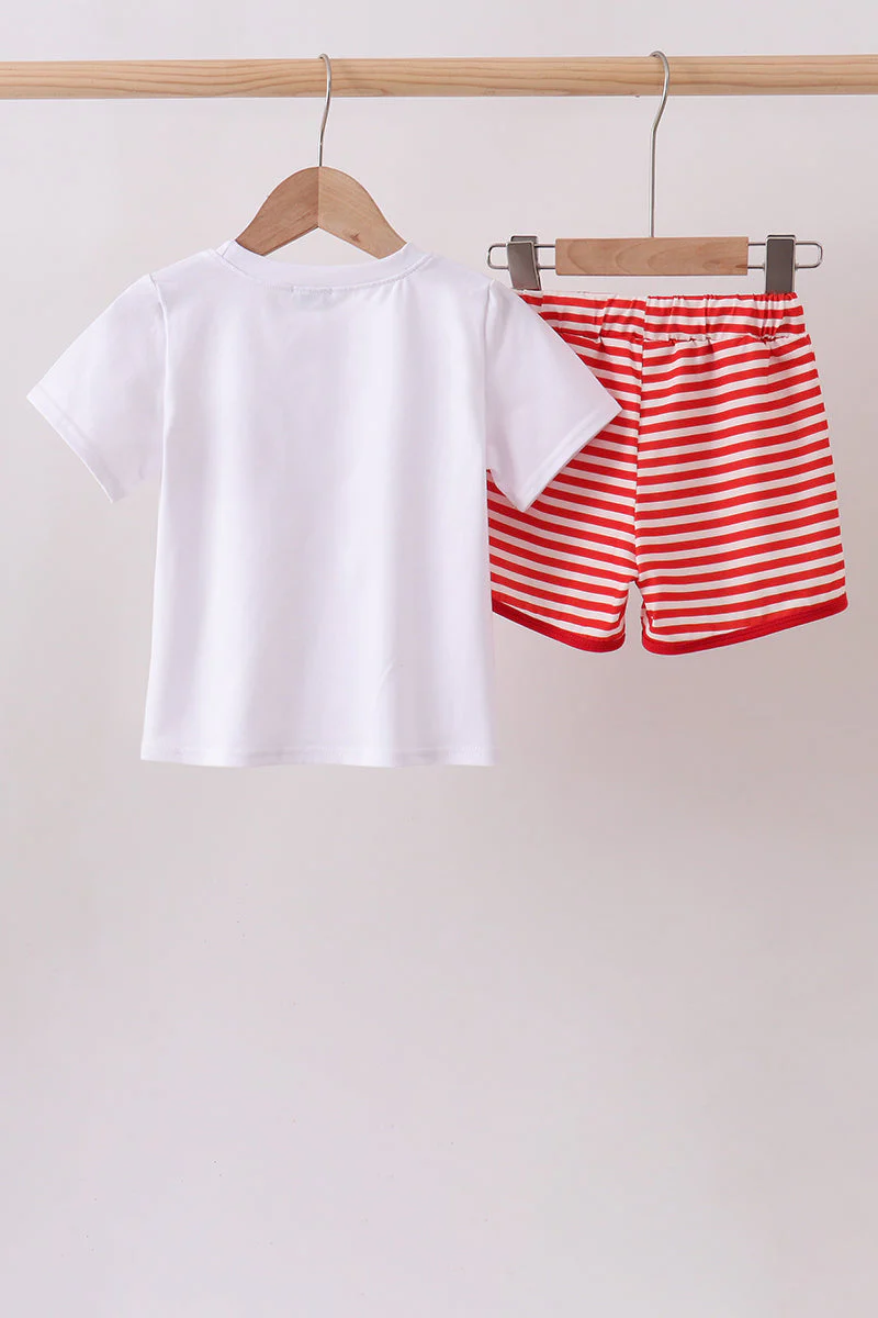 Red Stripe Apple Embroidered Set - Image 5