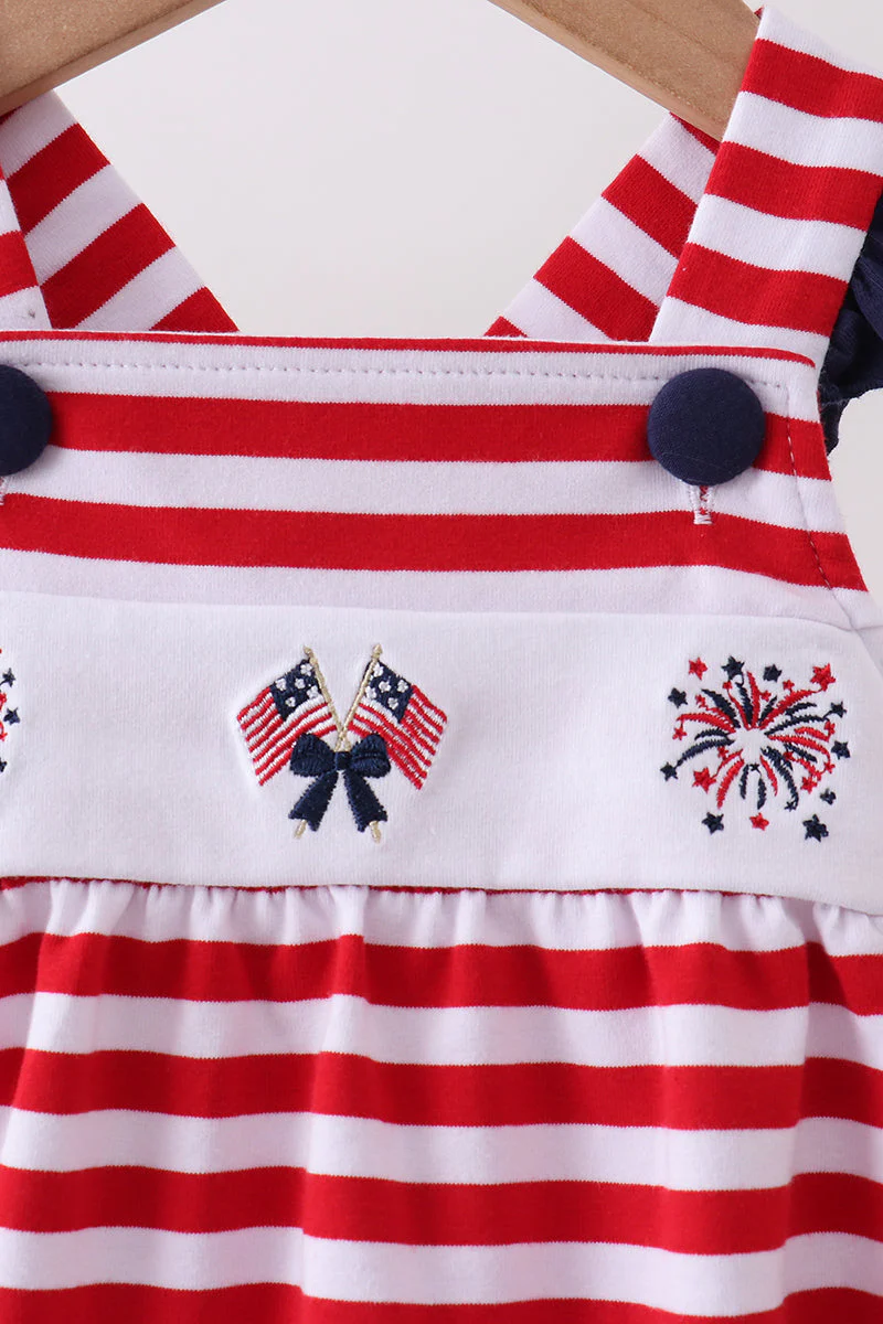 Red stripe flag fireworks embroidery ruffle bubble - Image 2