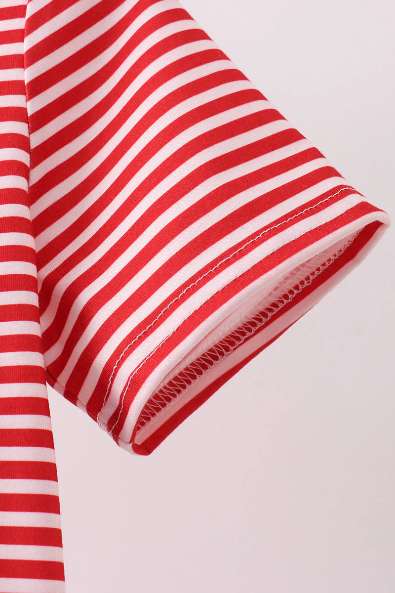 Red stripe flag french knot top - Image 3