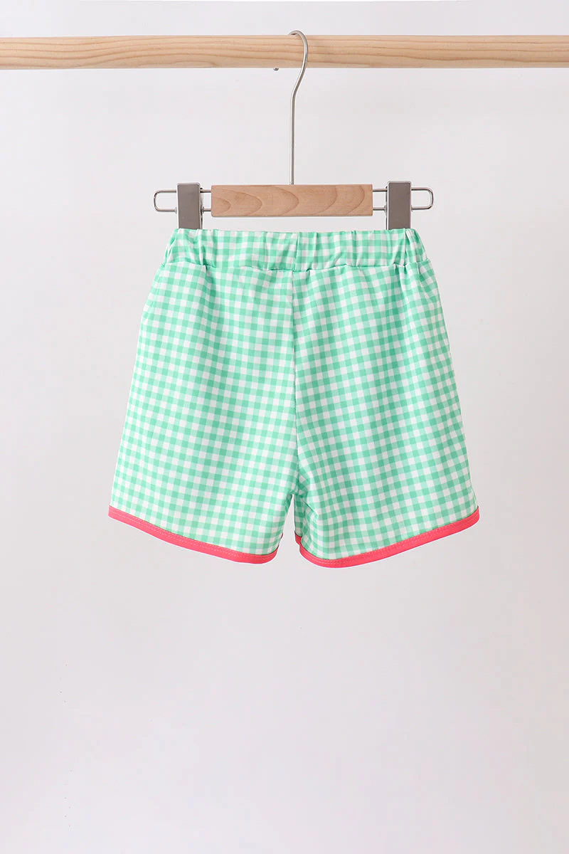 Red Watermelon Embroidered UPF Swim Trunks - Image 4