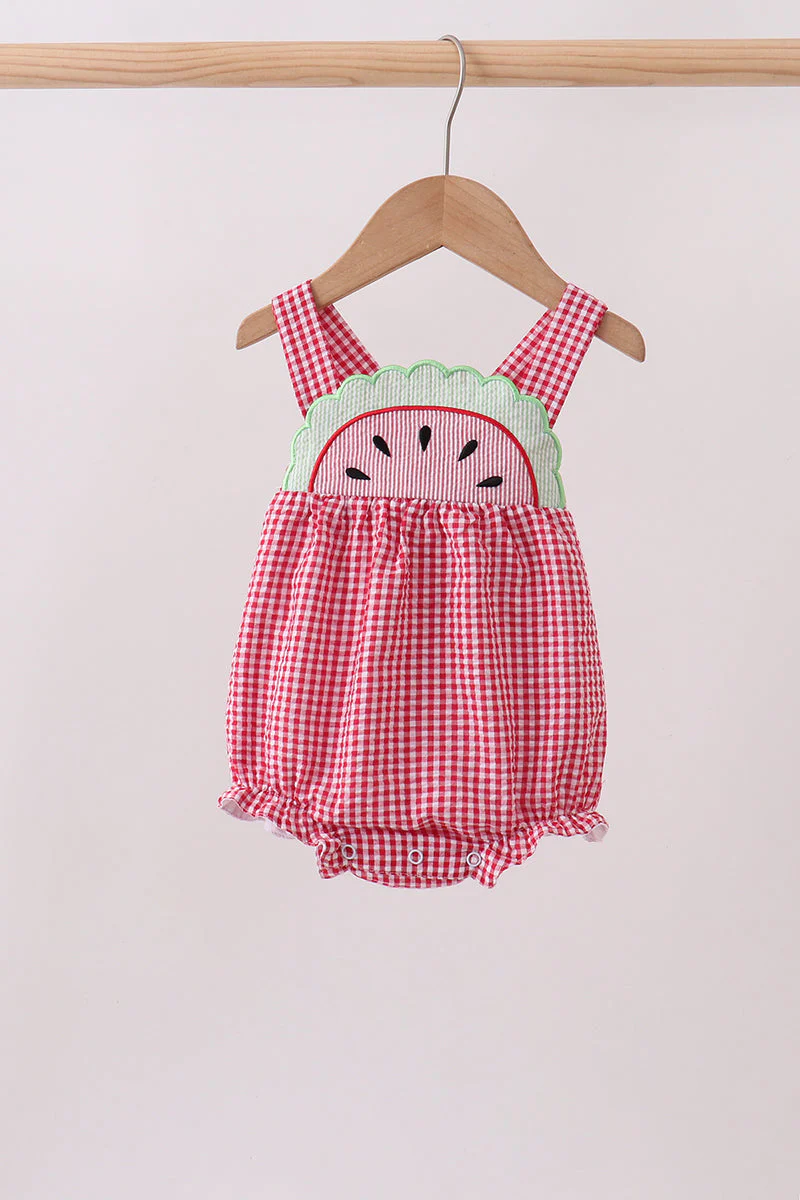 Red watermelon ruffle bubble