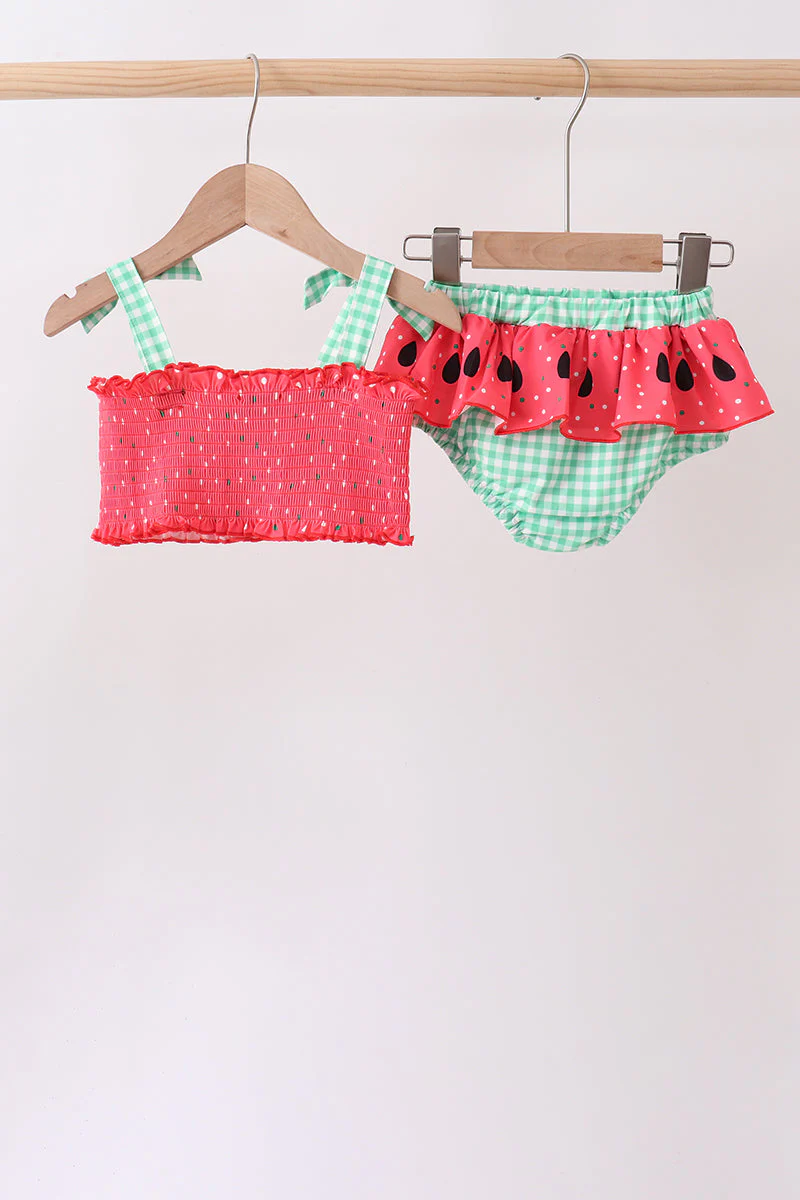 Red Watermelon Smocked UPF Swim Set - Image 4