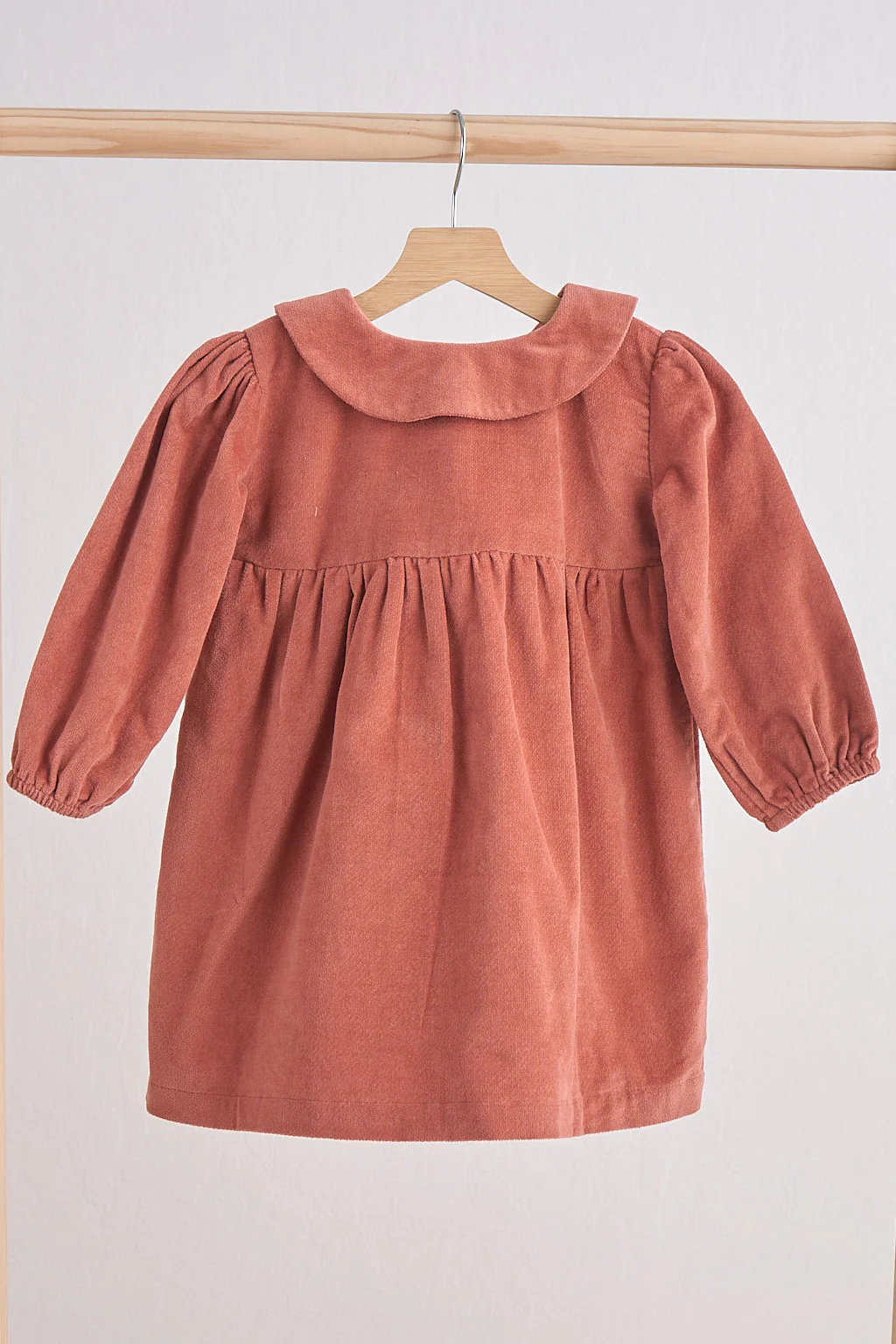 Rust floral embroidery velveteen girl dress - Image 4