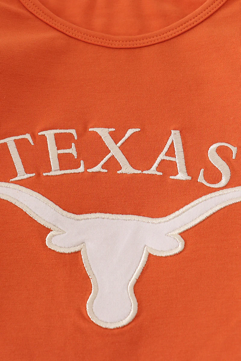 Rust Texas embroidery bow skorts set - Image 2