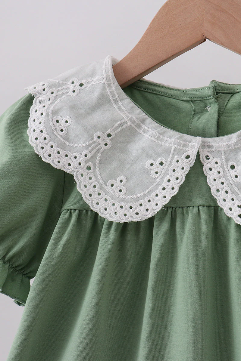 Sage bunny applique lace collar dress - Image 2
