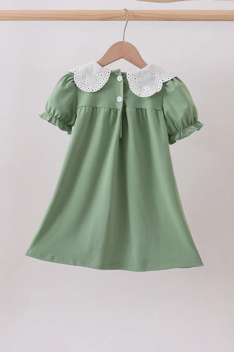 Sage bunny applique lace collar dress - Image 5