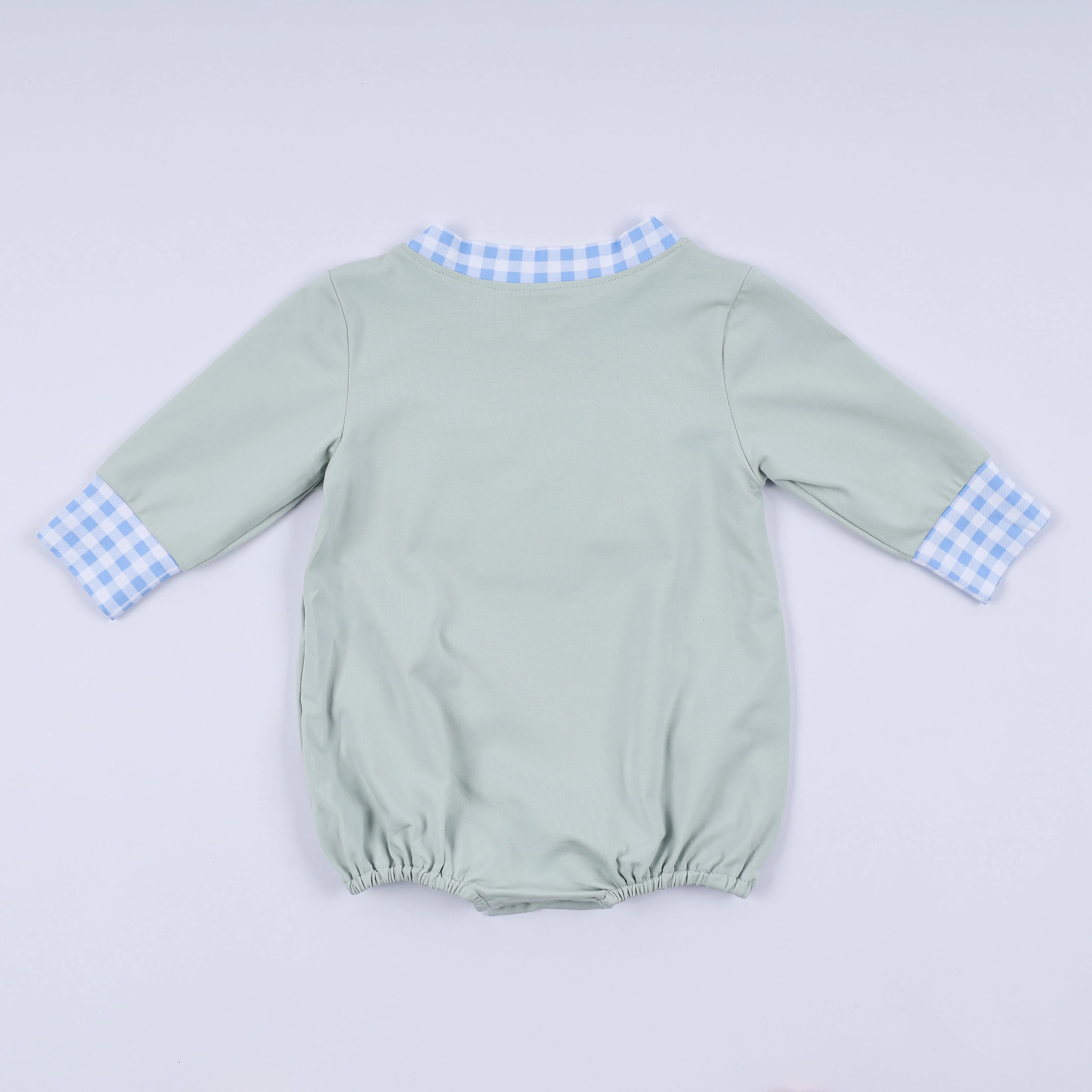 Sage cow hand smocked bubble - Image 7