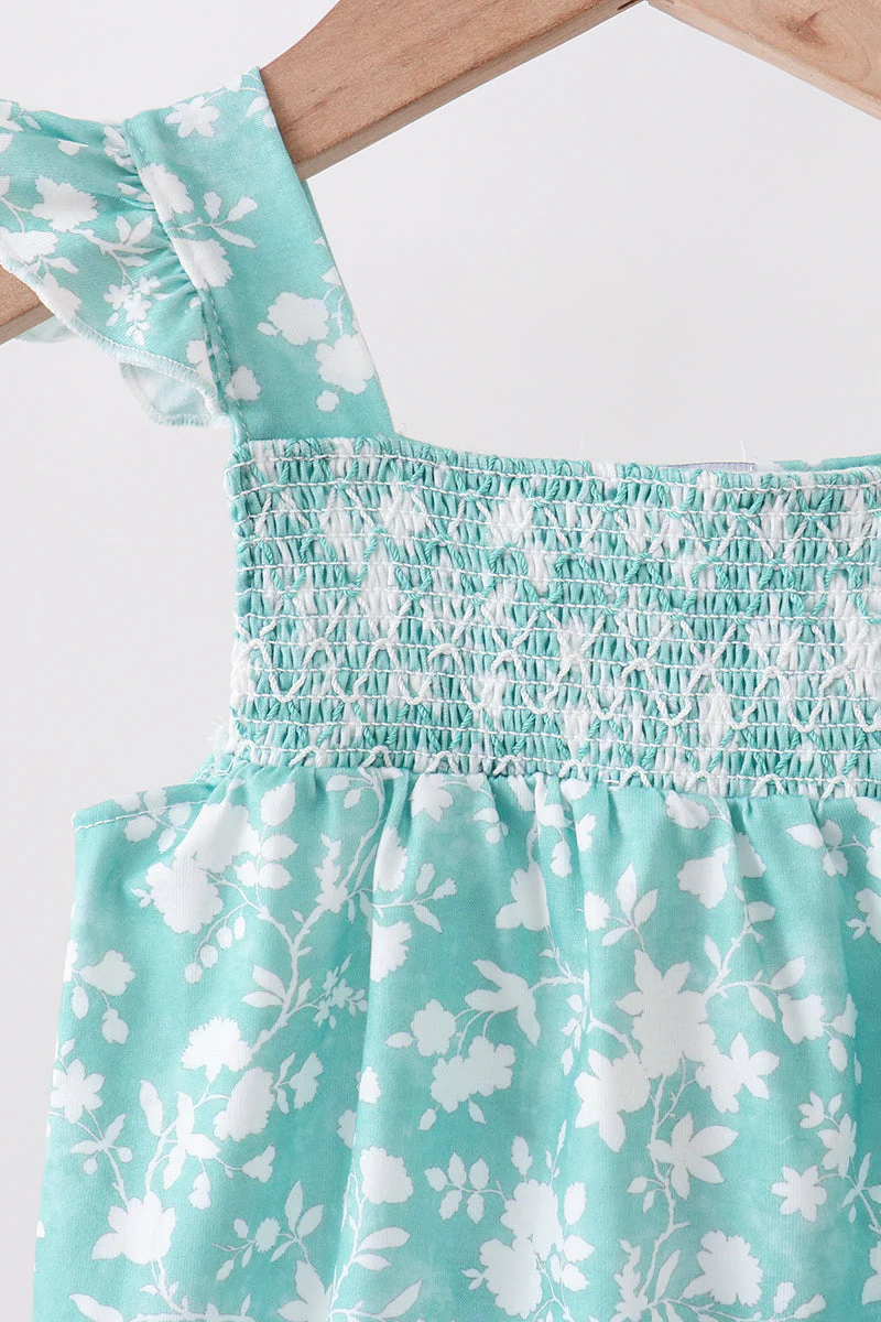 Sage Floral Smocked Bubble - Image 2