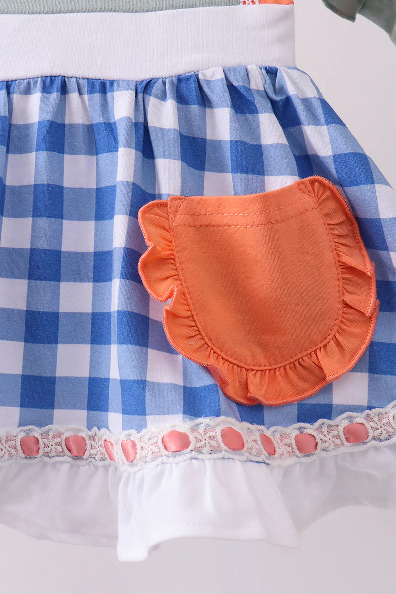 Sage strawberry embroidery ruffle gingham bloomer set - Image 4