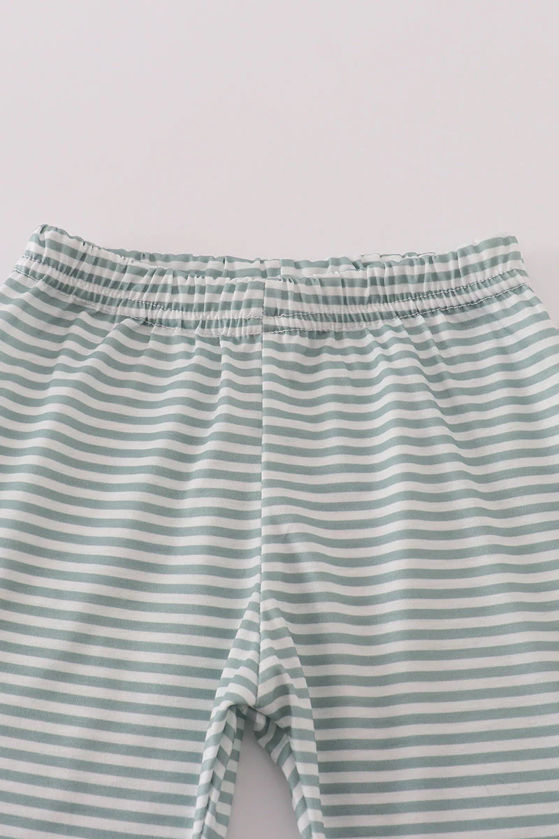 Sage stripe football french knot pants set - Image 4
