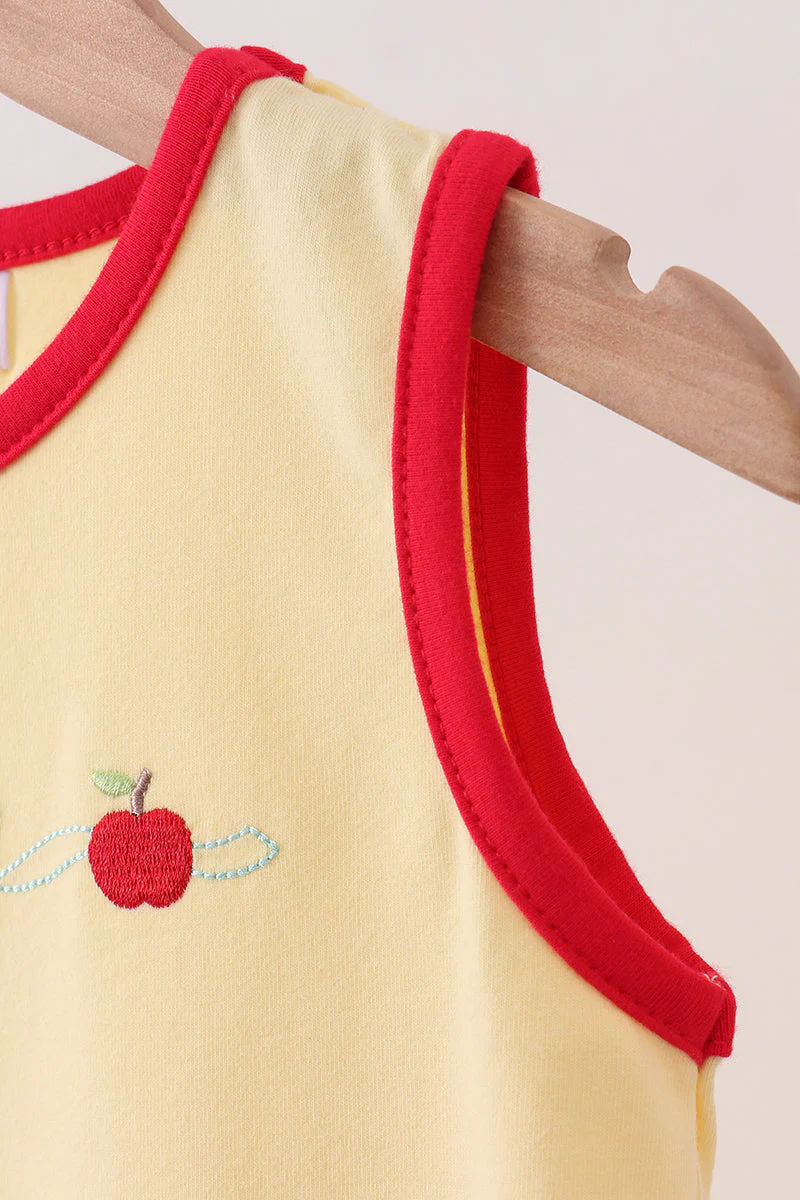 Scalloped Apple Embroidery Bow Dress - Image 2