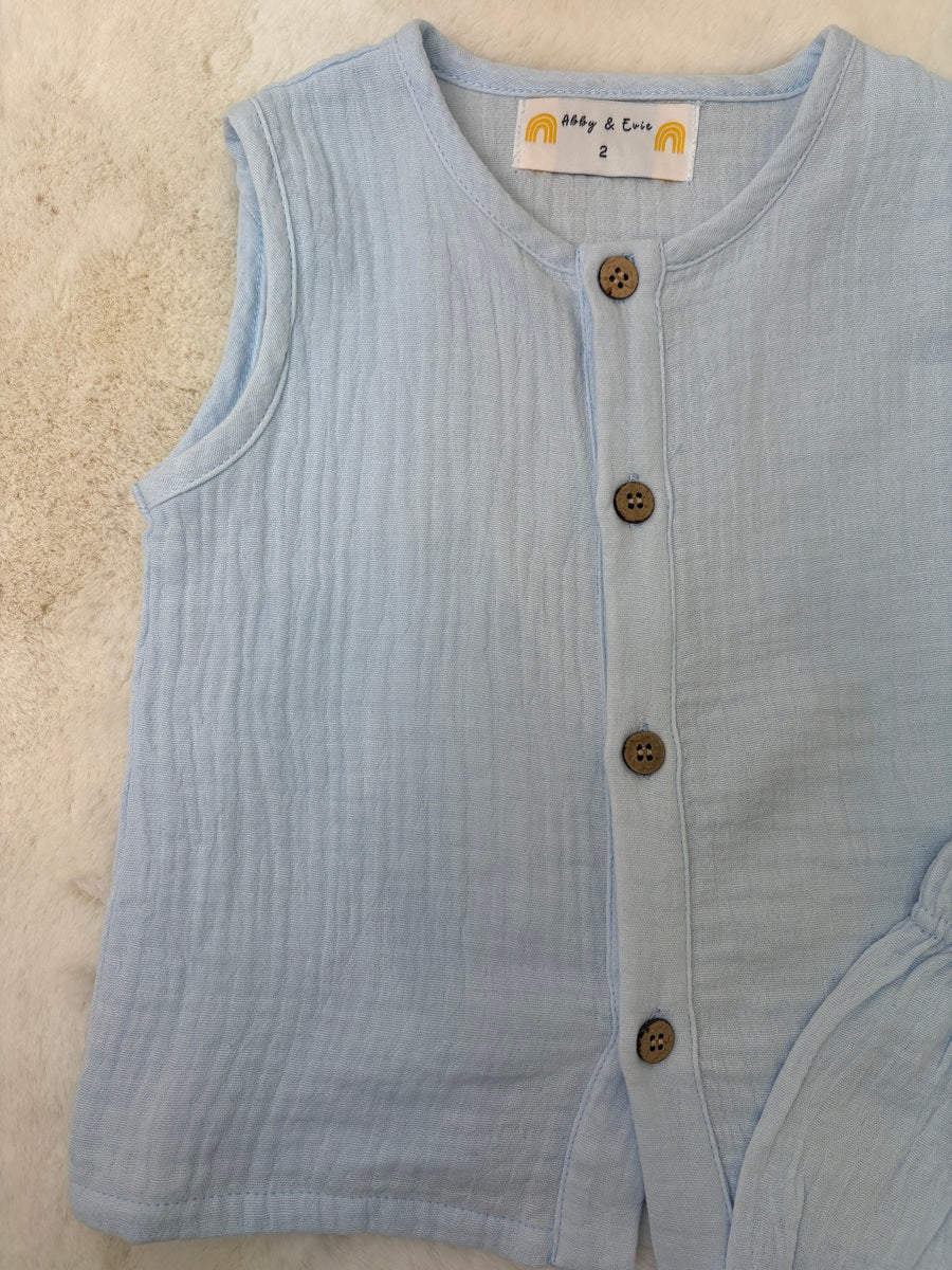 Premium Sky muslin boy shorts set - Image 3