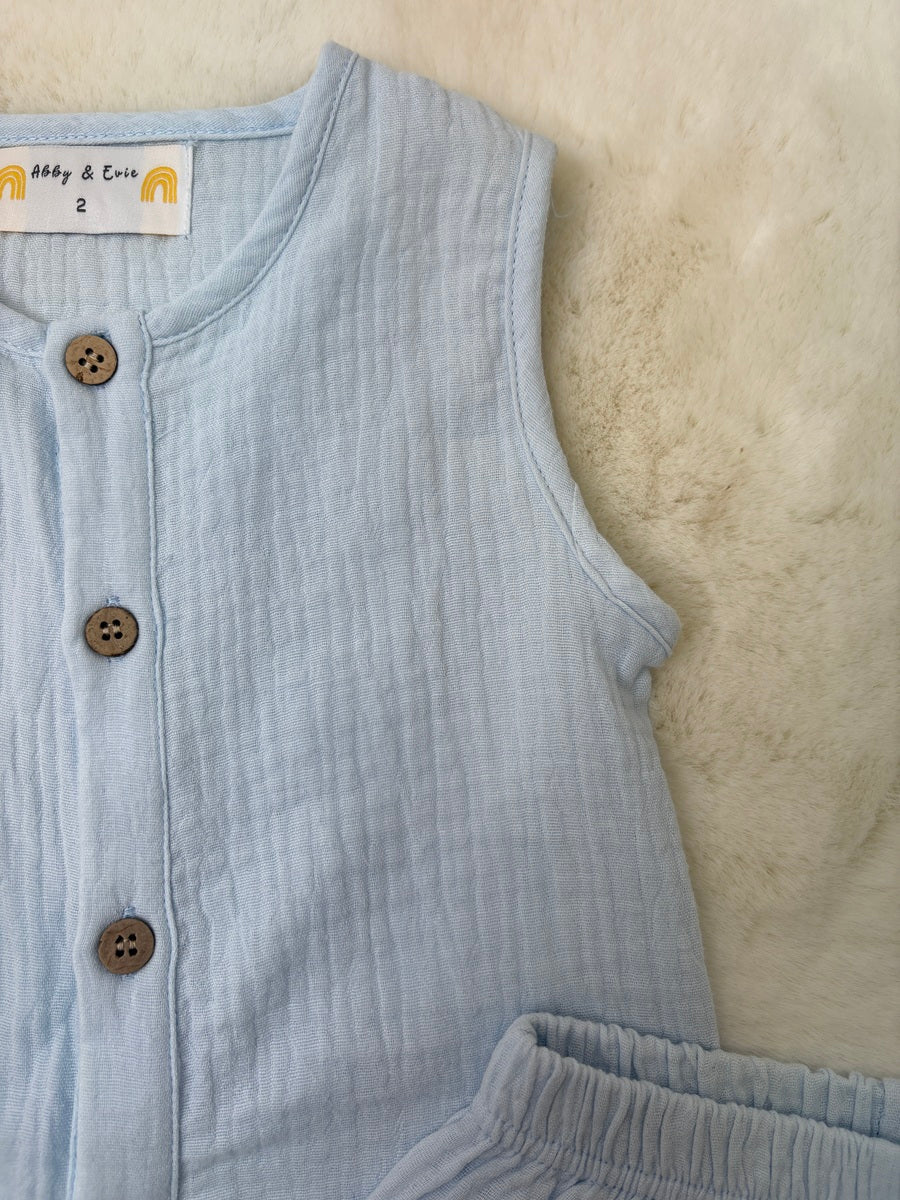 Premium Sky muslin boy shorts set - Image 4