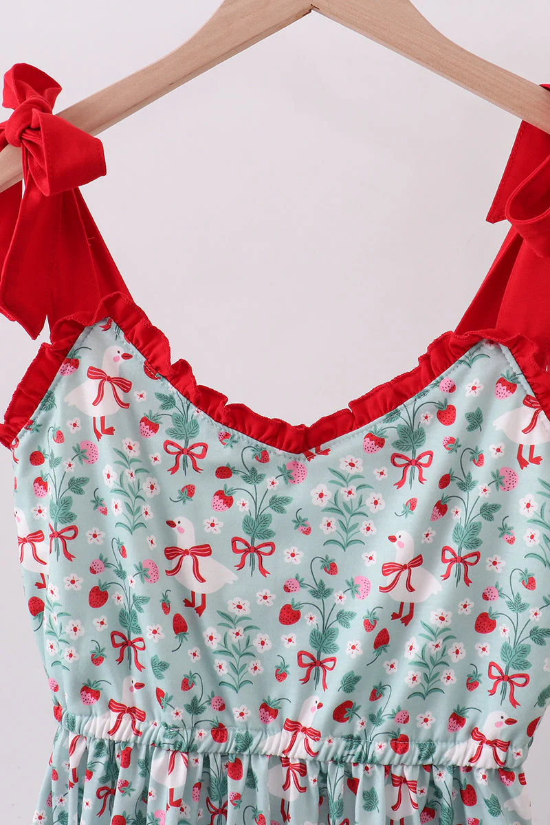 Starwberry goose print women dress - Image 2
