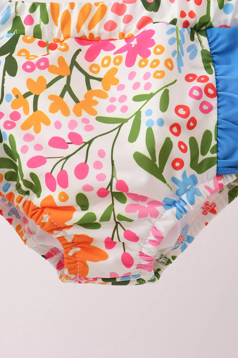 Summer floral print ruffle 2pc swimsuit - Image 2