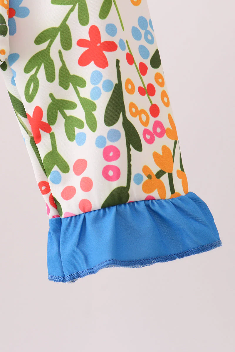 Summer floral print ruffle 2pc swimsuit - Image 3