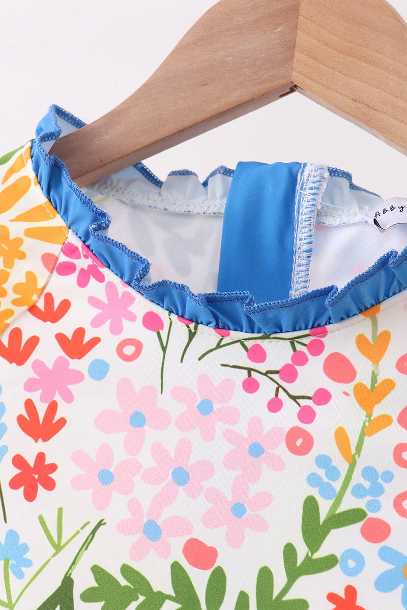 Summer floral print ruffle 2pc swimsuit - Image 4