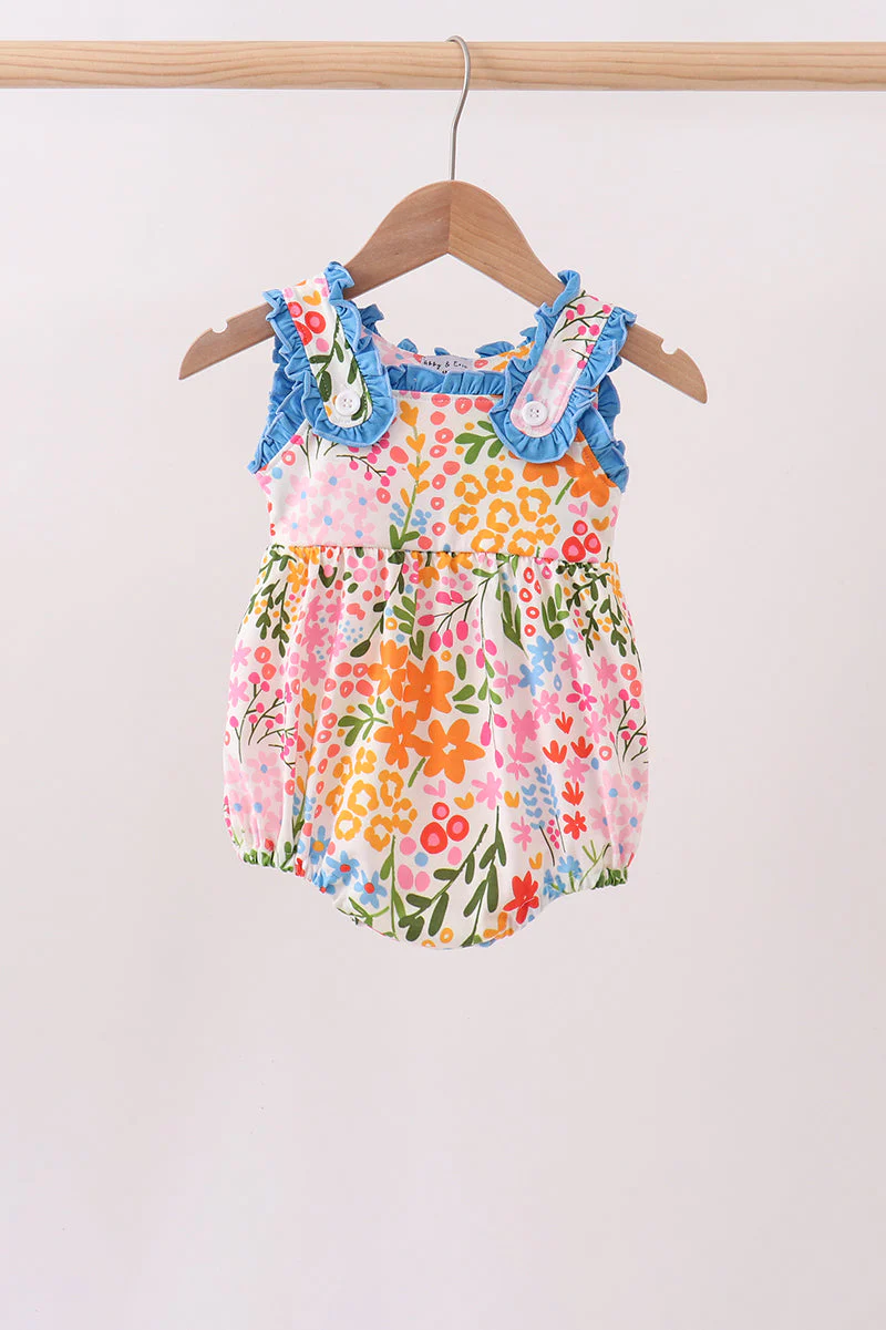 Summer floral print ruffle bubble