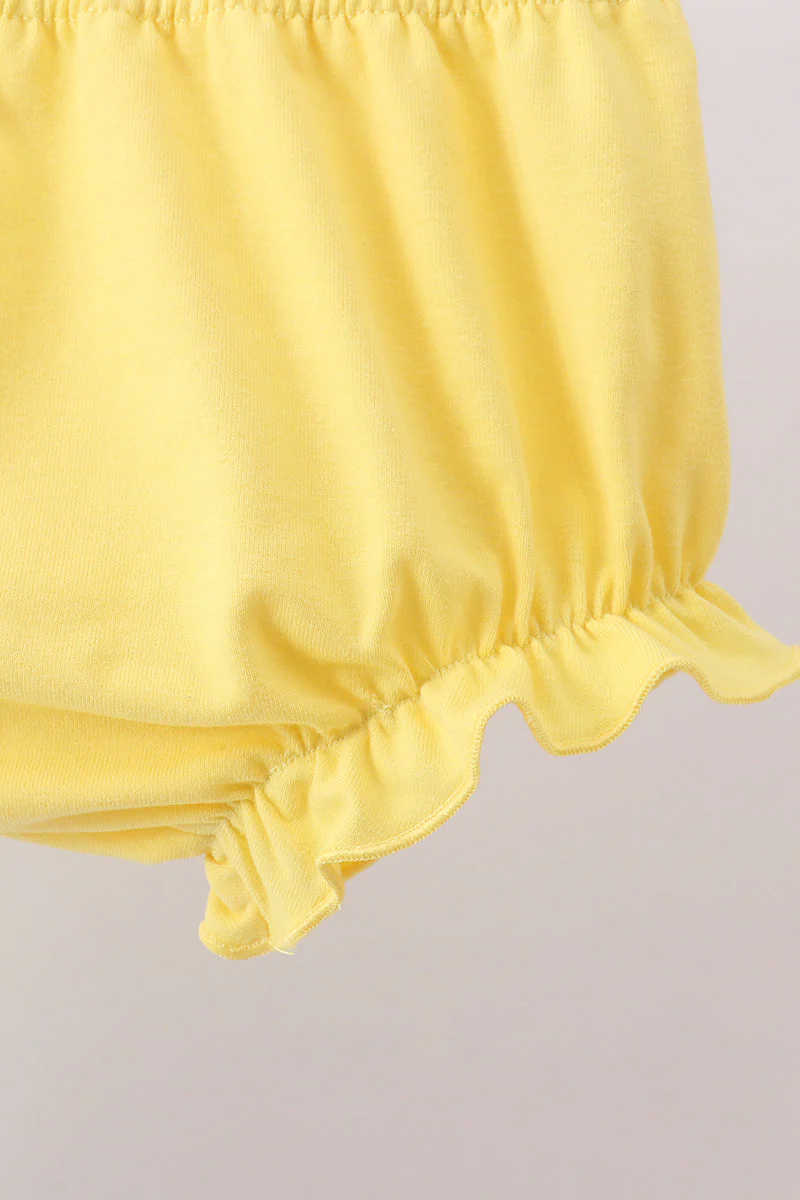 Summer lemon smocked bow bloomer set - Image 3