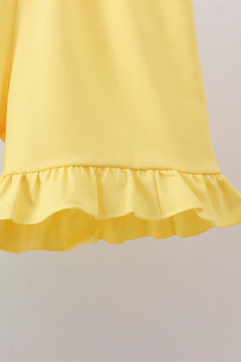 Summer lemon smocked ruffle shorts set - Image 4