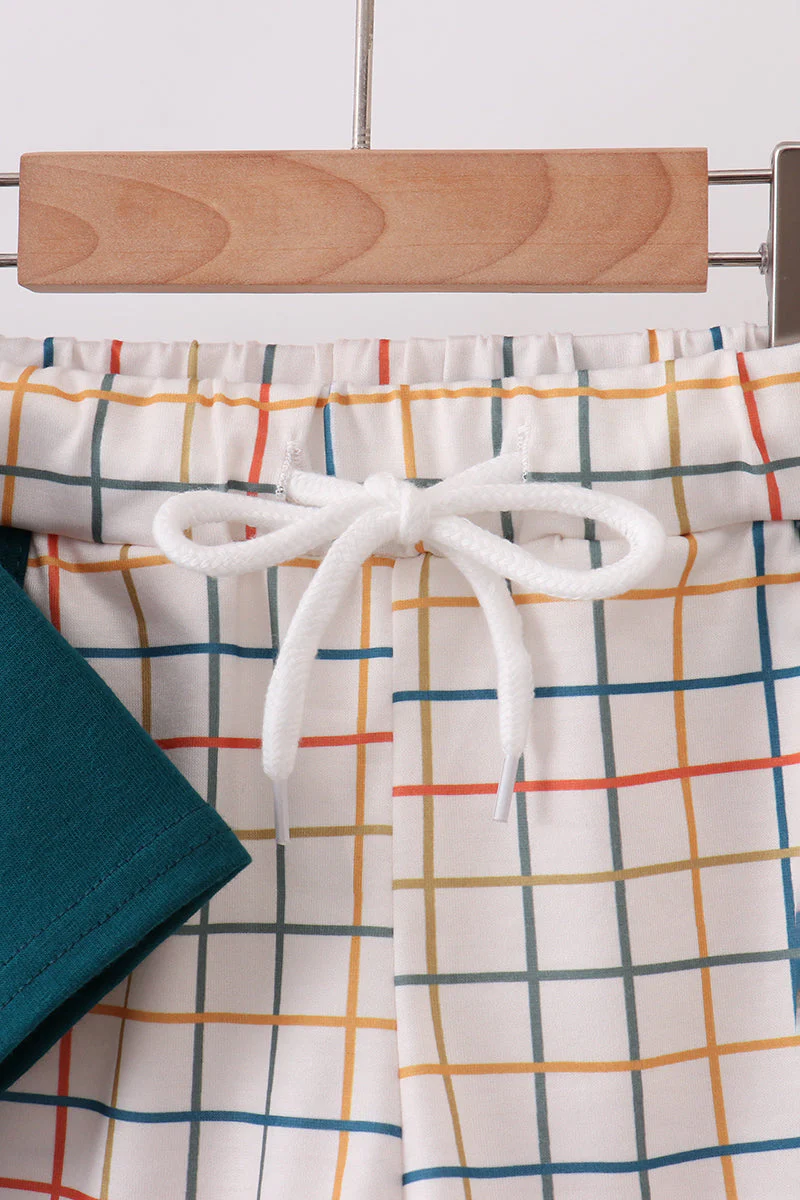 Teal Puppy Applique Plaid Set - Image 3