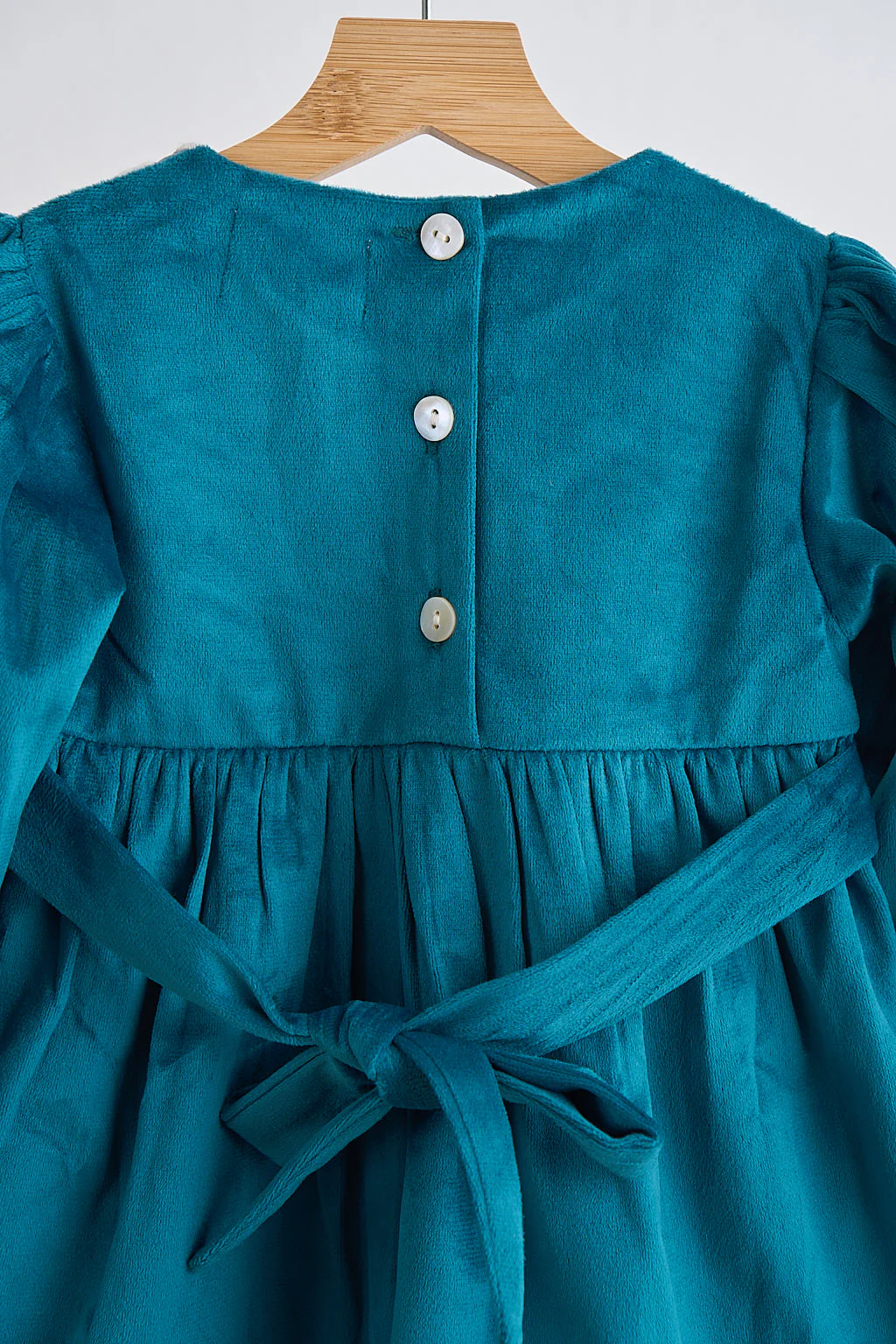 Teal velvet lace girl dress - Image 4