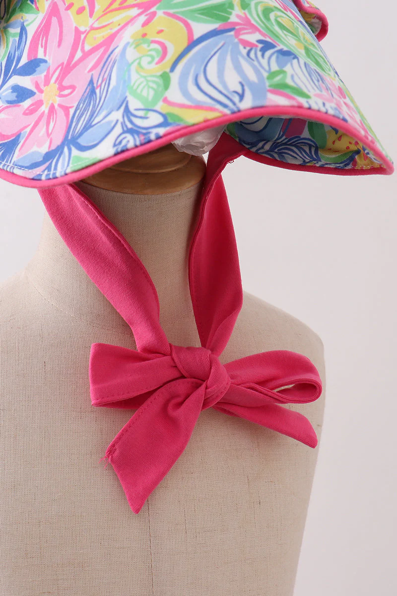 Tropical floral ruffle bow bonnet - Image 3