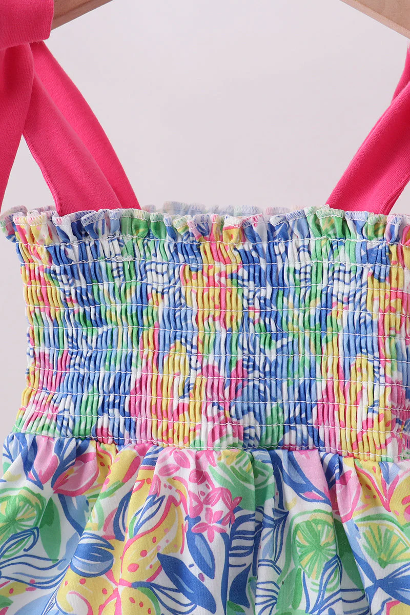 Tropical floral smocked bloomer set - Image 2