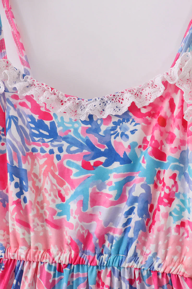 Tropical Sunset Waves mom tiered dress - Image 2