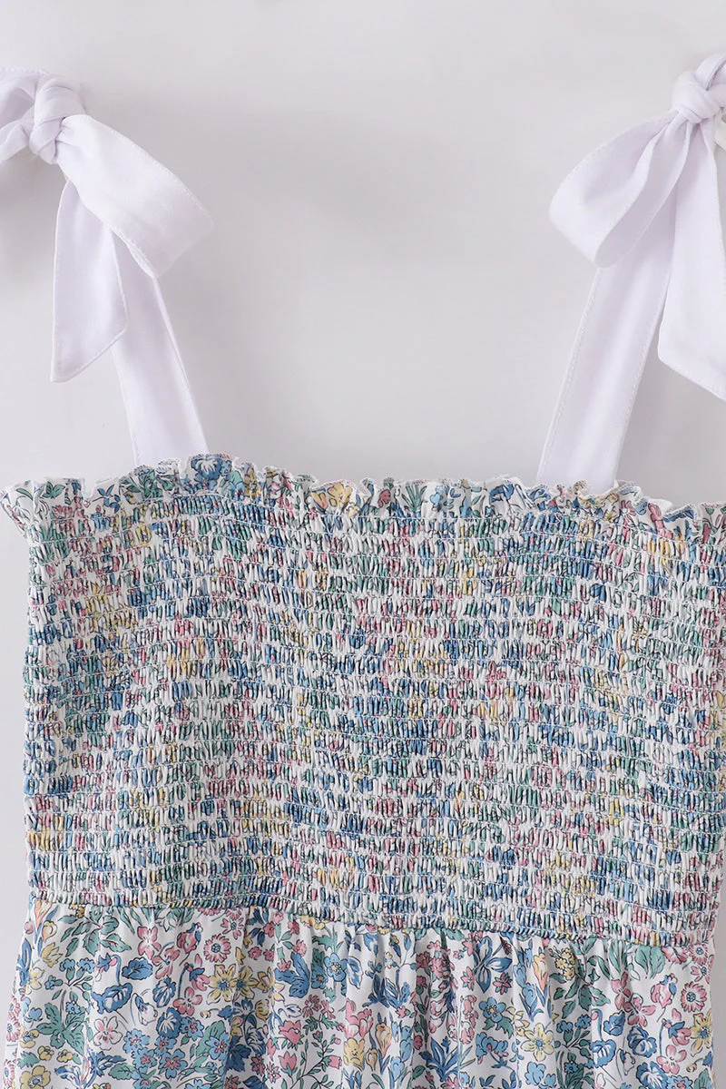Vintage meadow print smocked mom dress - Image 2