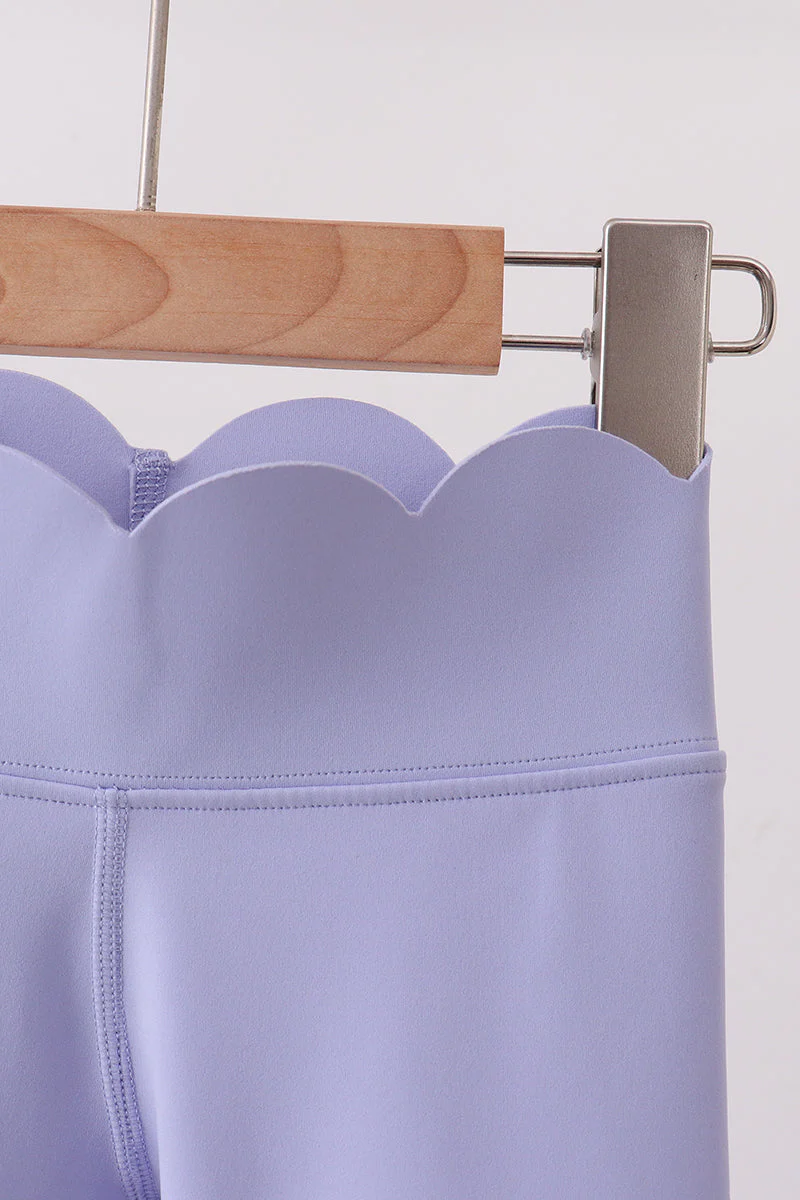Violet Scalloped Yoga Active Leggings - Image 2
