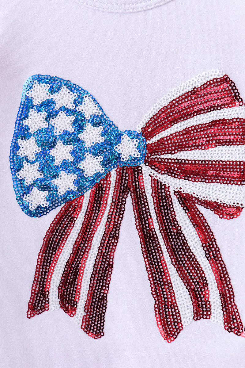 White bow sequin bloomer set - Image 3