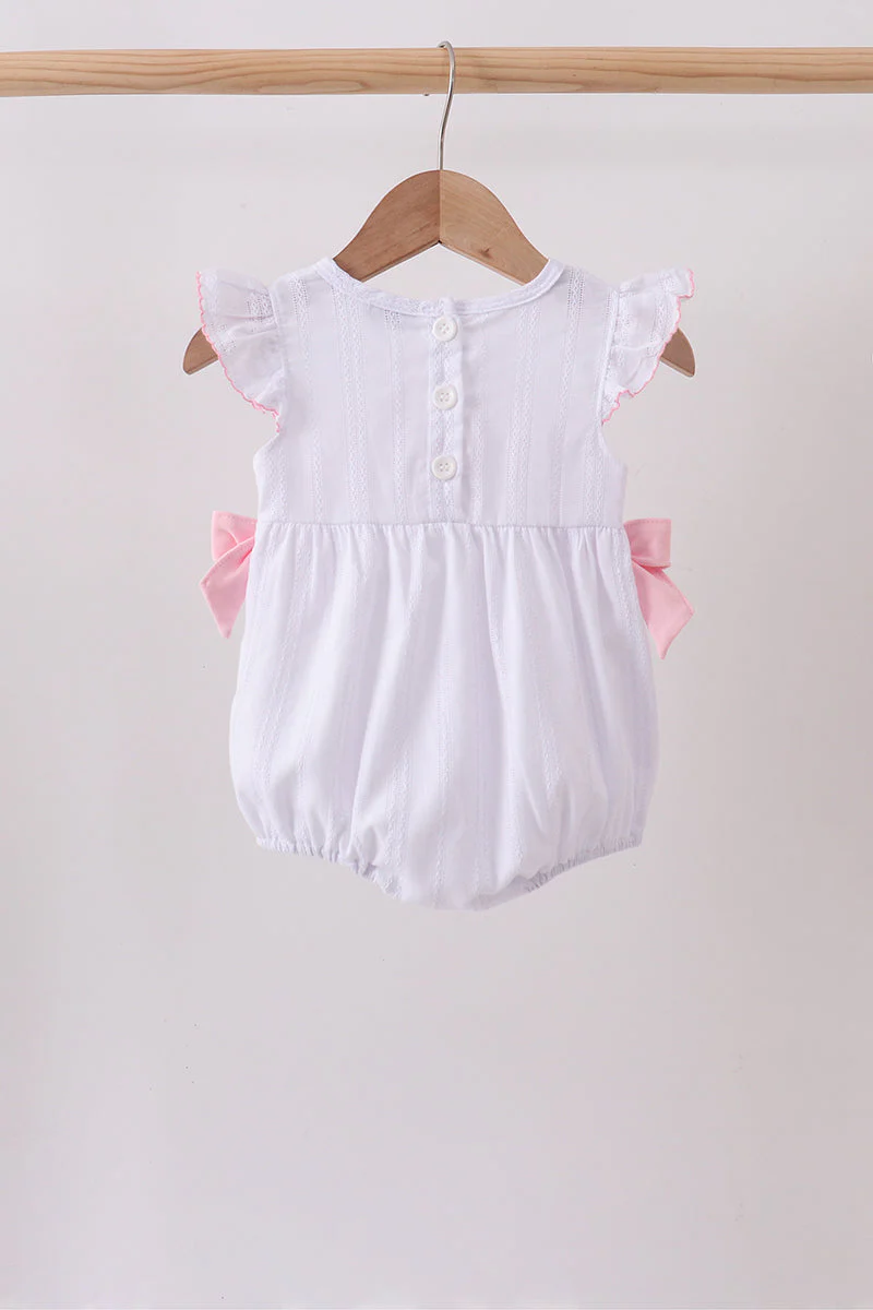 White Bow Smocked Jacquard Bubble - Image 4