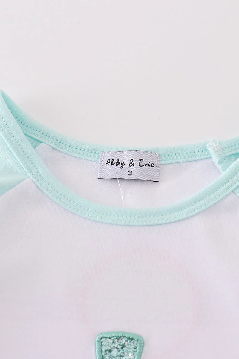 White cross he is risen glitter embroidery mom&me top - Image 3