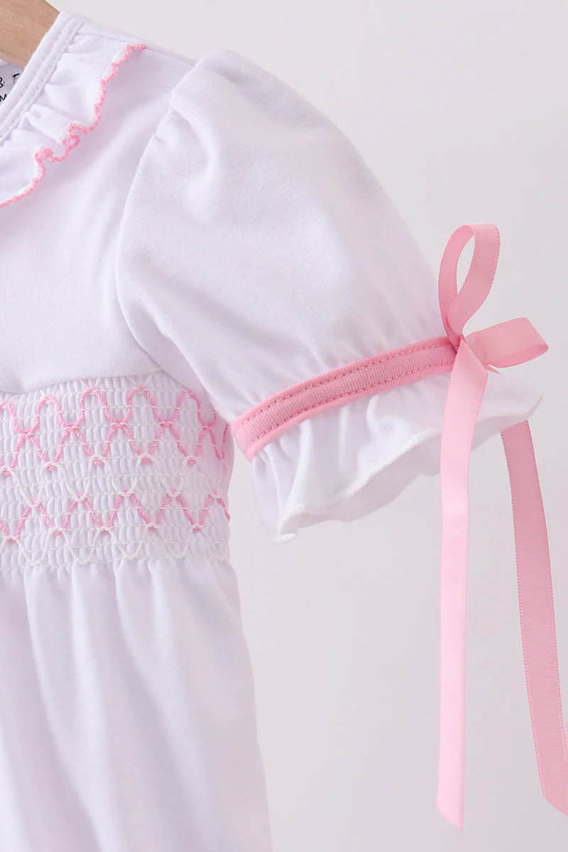 White cross smocked ruffle bubble - Image 3