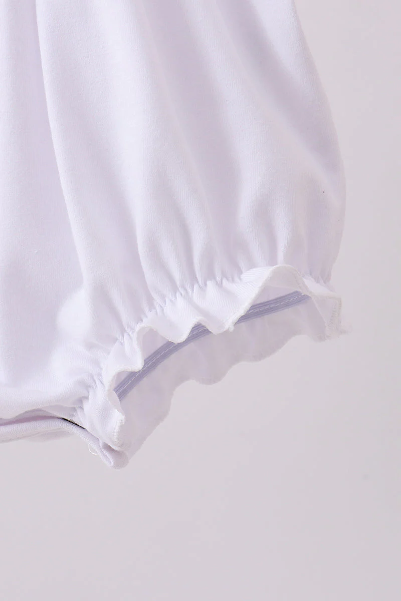 White cross smocked ruffle bubble - Image 4
