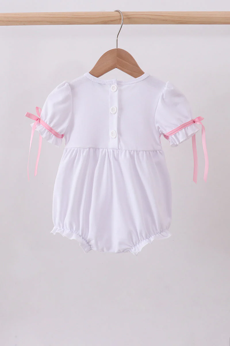 White cross smocked ruffle bubble - Image 5