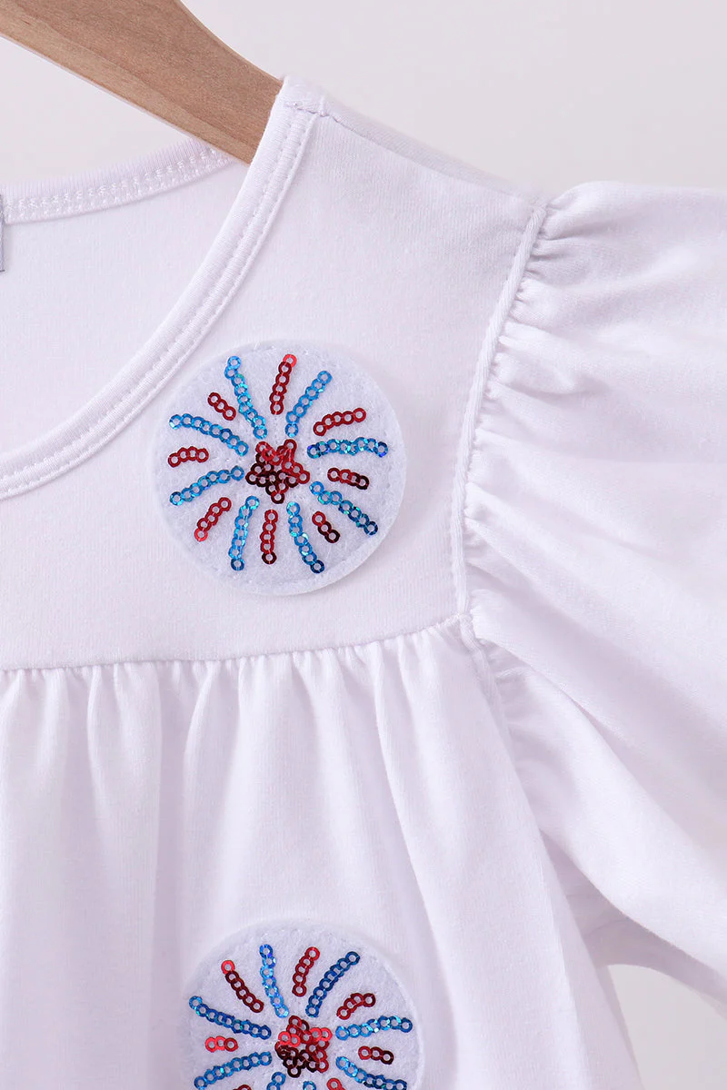 White fireworks sequin tiered ruffle dress - Image 2