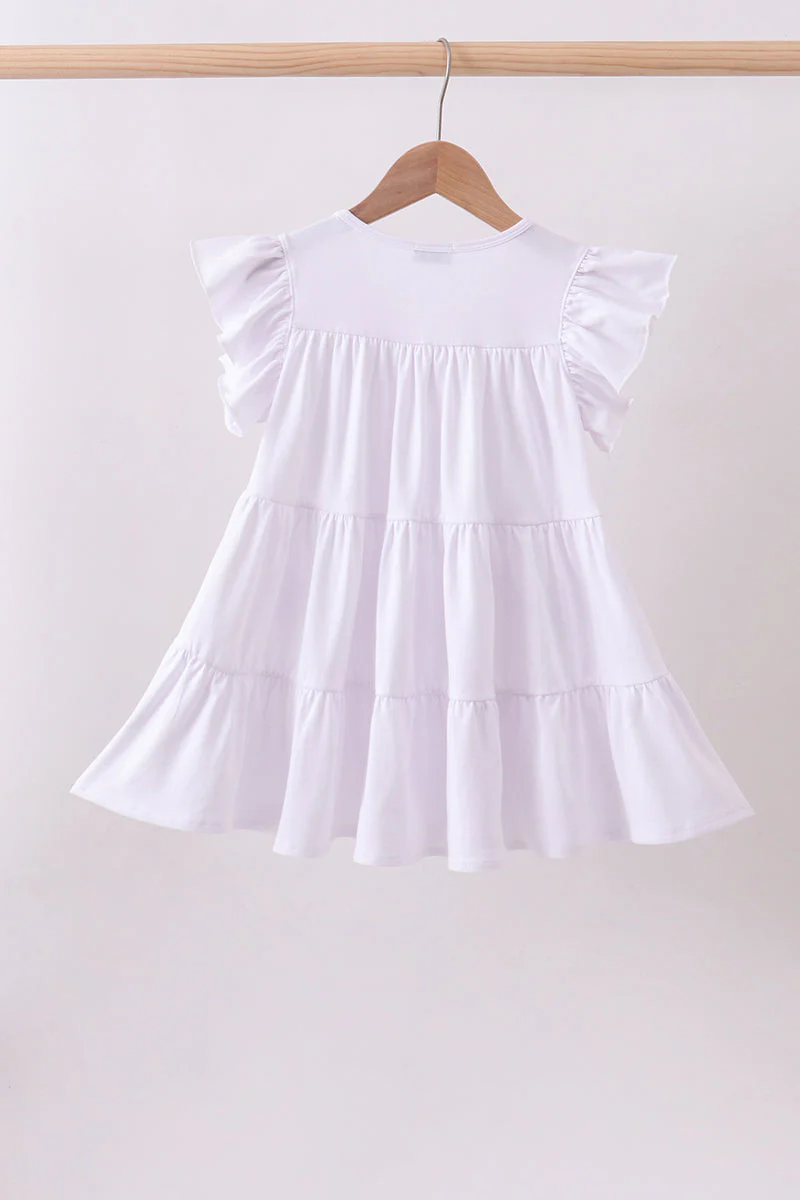 White fireworks sequin tiered ruffle dress - Image 5