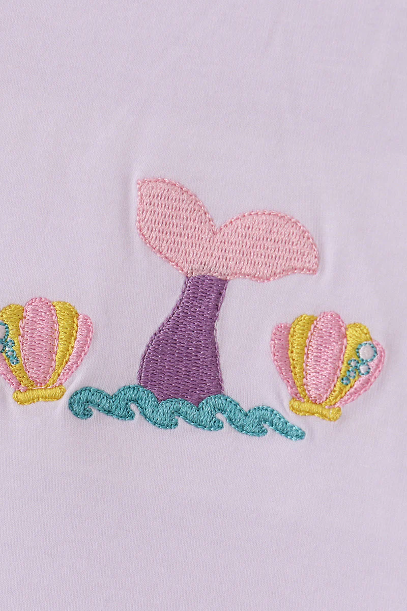 White mermaid embroidery cover up mom & me - Image 9