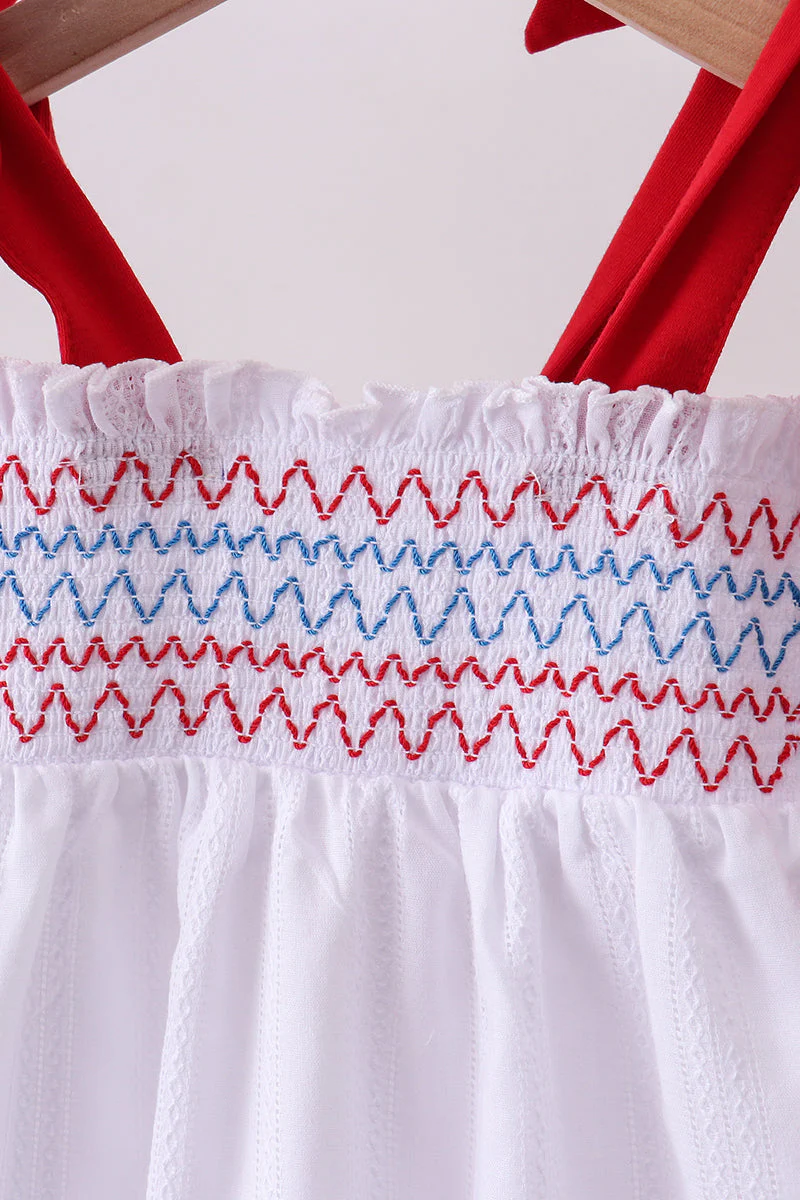 White smocked jacquard bloomer set - Image 2