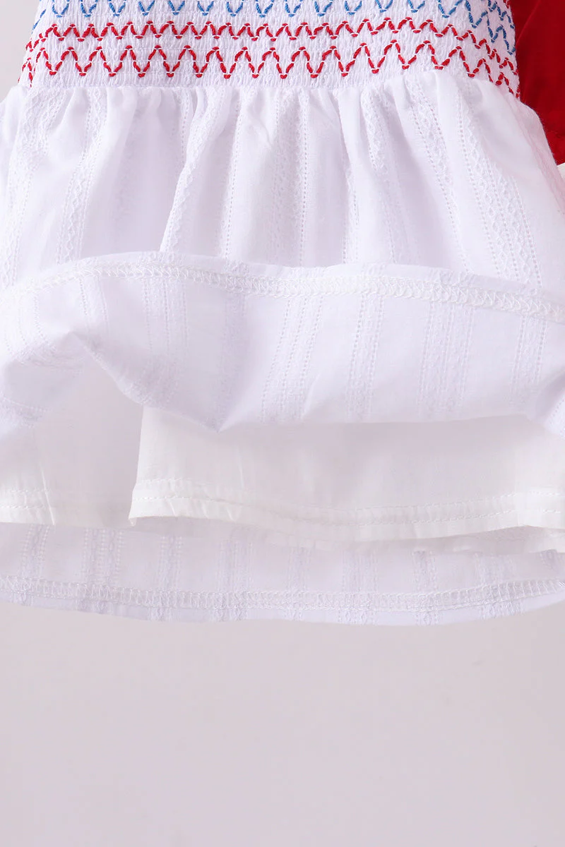White smocked jacquard bloomer set - Image 5