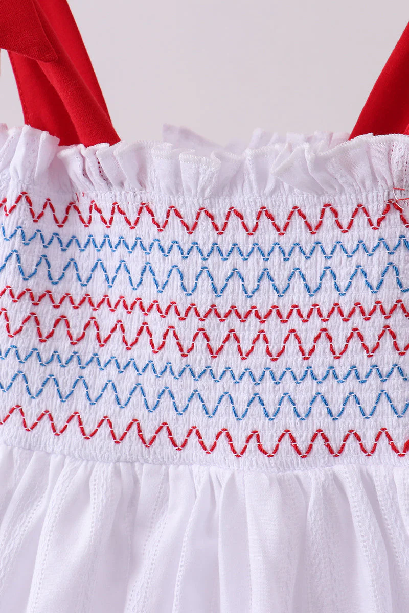 White smocked jacquard ruffle dress - Image 2
